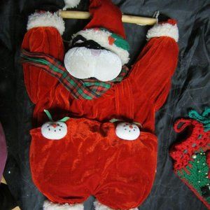 VTG 80'S CRACKER BARREL CHRISTMAS DECORATION CAT DRESSED AS SANTA